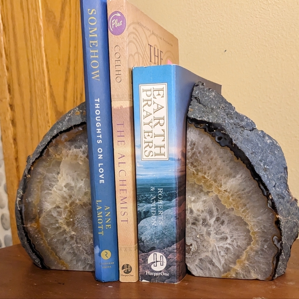 💲ON SALE!!💲Agate Geode Section Pair of Bookends / Decor Pieces Natural Stone - Picture 10 of 13